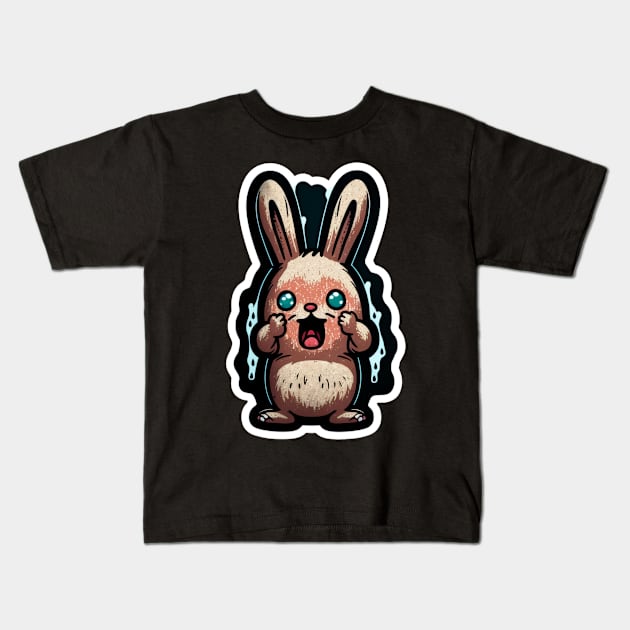 Frightened Bunny Kids T-Shirt by Depressed Bunny